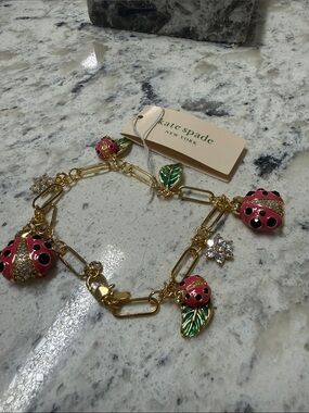 Kate Spade Pink Ladybug Charm Bracelet